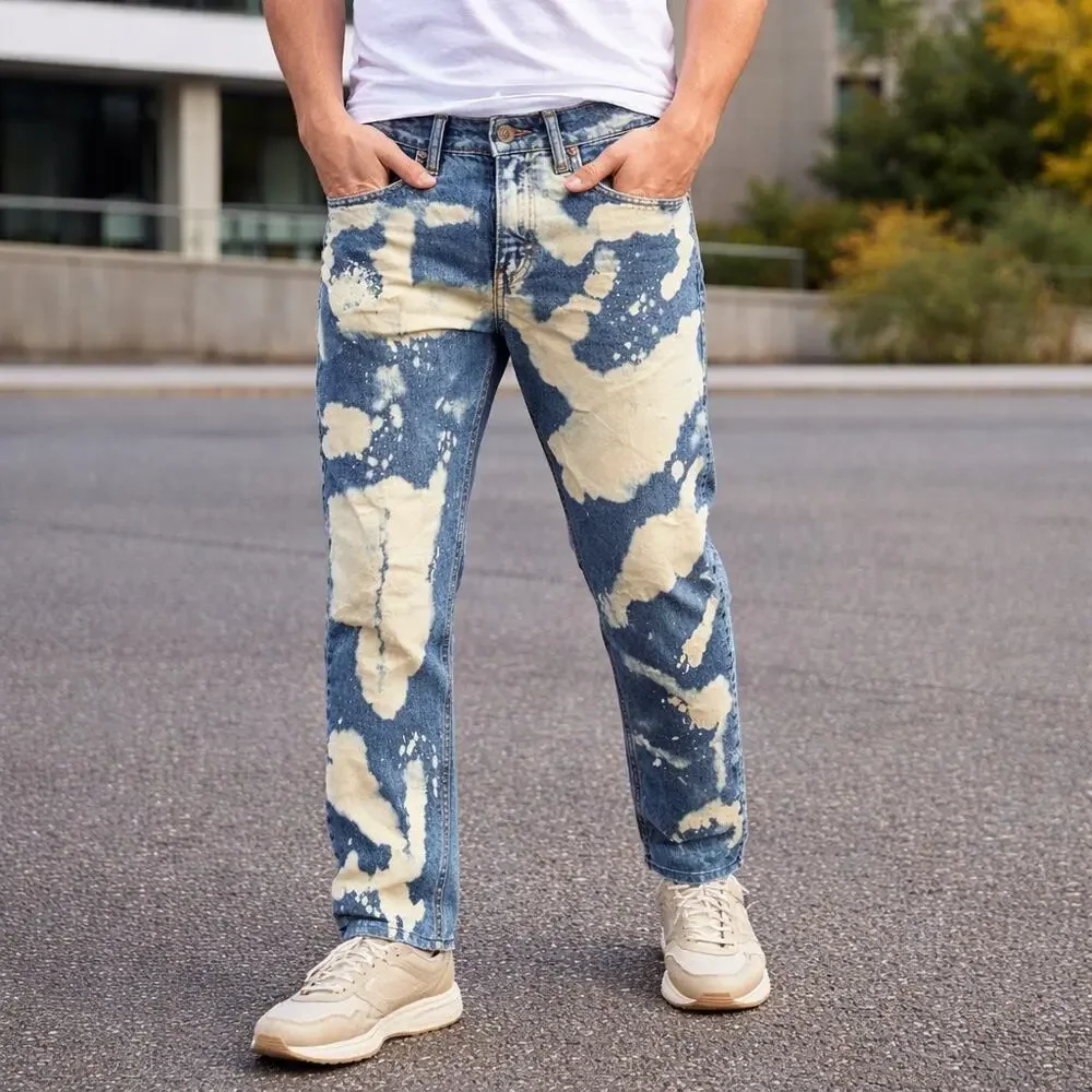 Levi’s 510 Skinny Jeans 28x32 Bleach Splatter Distressed Denim Mens Streetwear